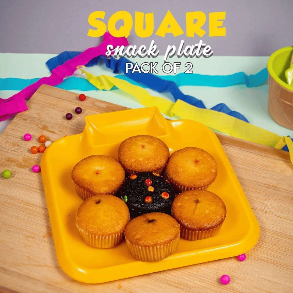 Pack Of 2 Square Snack Plate Snack Serving Tray (Multicolor)