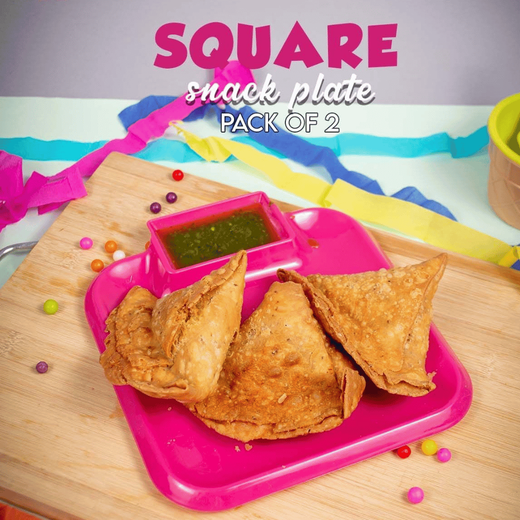 Pack Of 2 Square Snack Plate Snack Serving Tray (Multicolor)