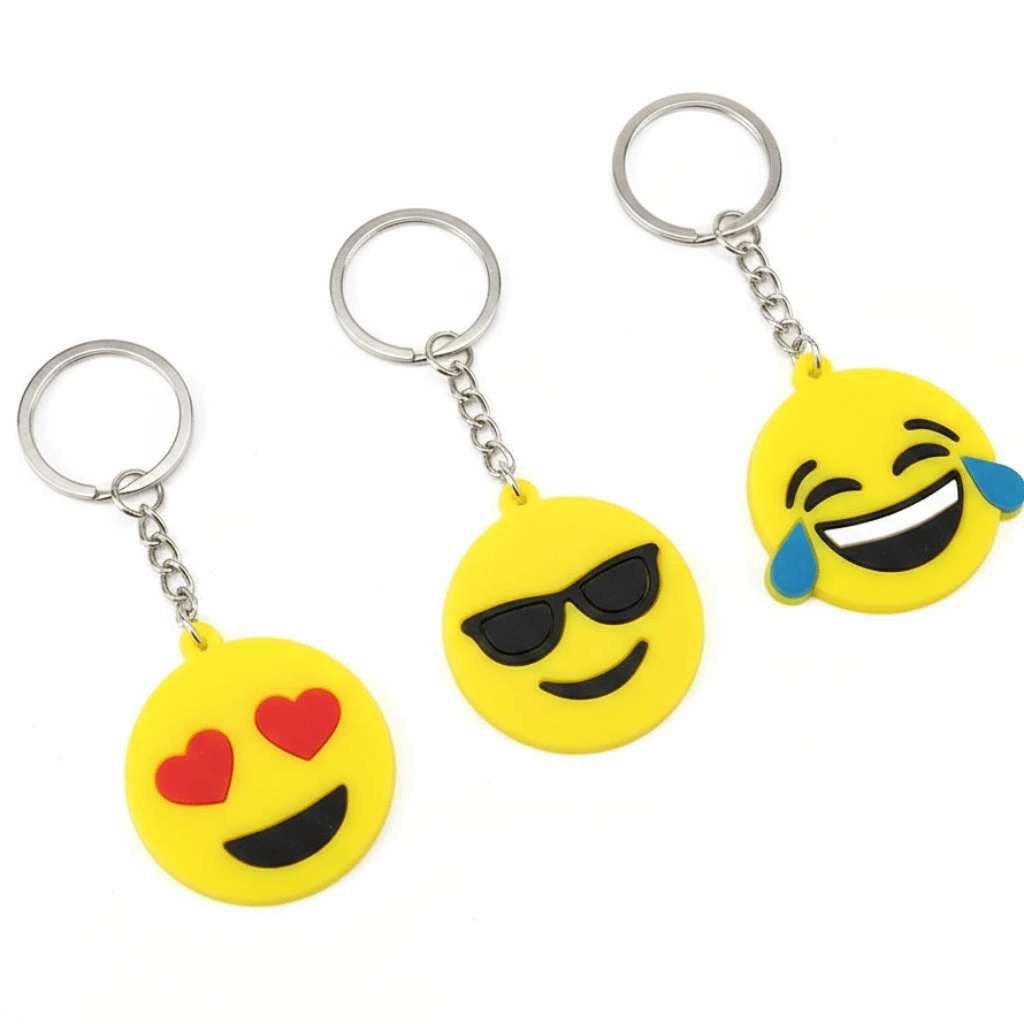 Pack of 3 Assorted Round Emoji Reaction Keychains