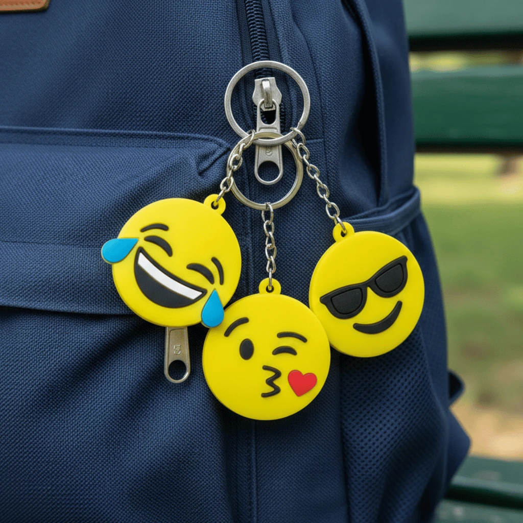 Pack of 3 Assorted Round Emoji Reaction Keychains