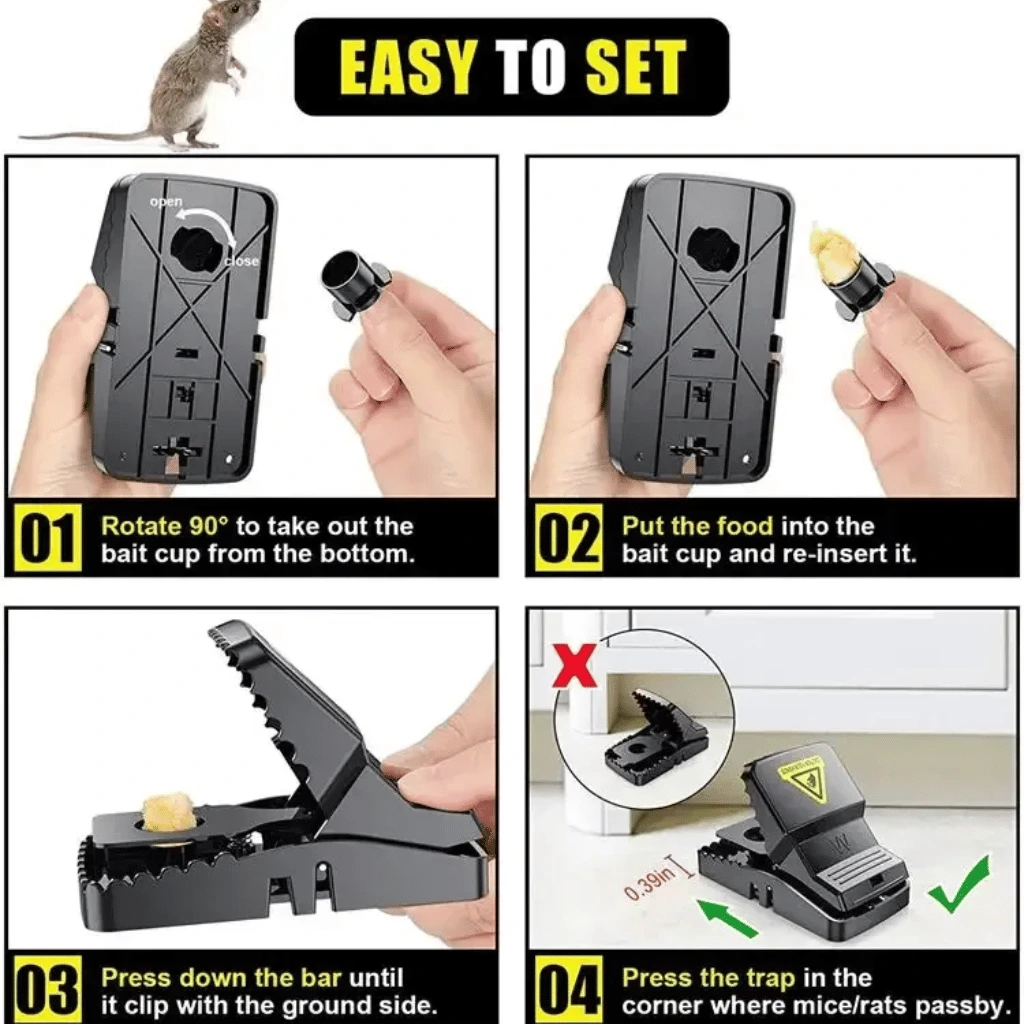 Pack Of 3 Durable Mouse Trap Reusable Rodent Catcher For Home, Kitchen