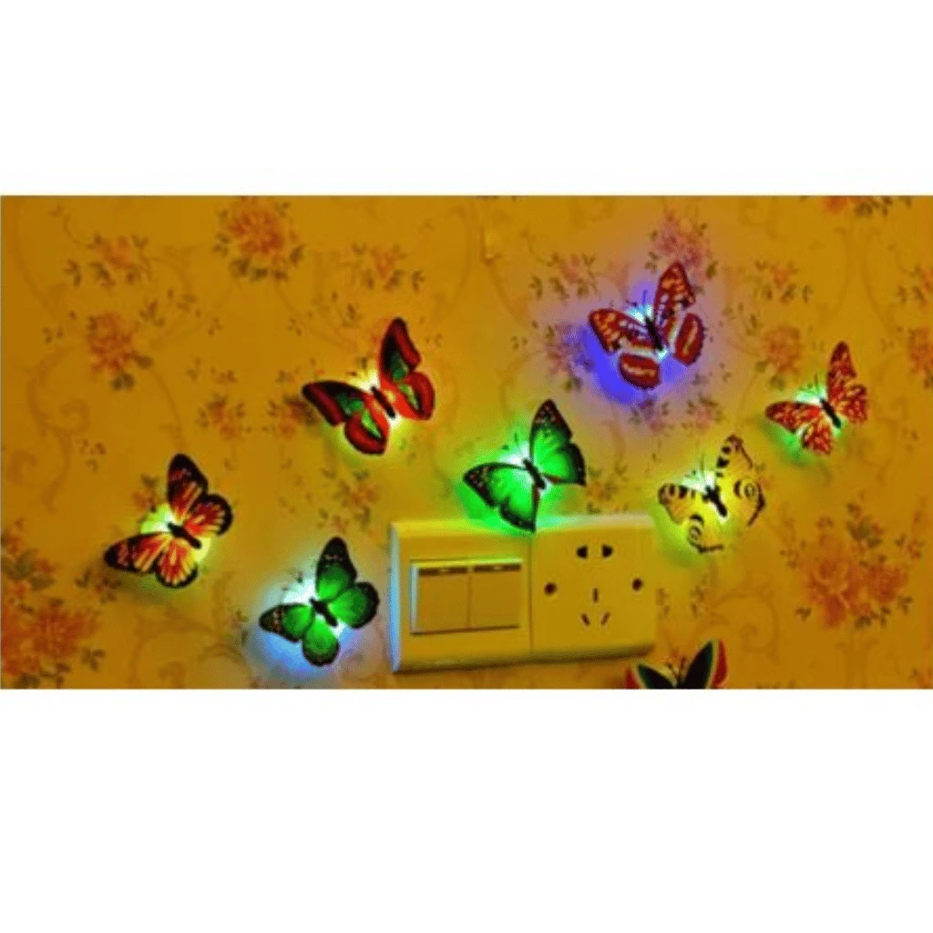 PACK of 5 Color Changing Glow In The Dark Led Butterflies For Kids Room