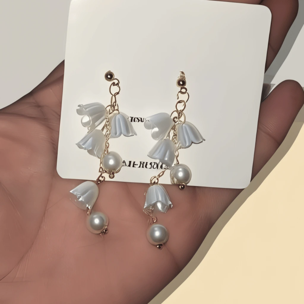 Pearl Korean Flower Earrings for Women