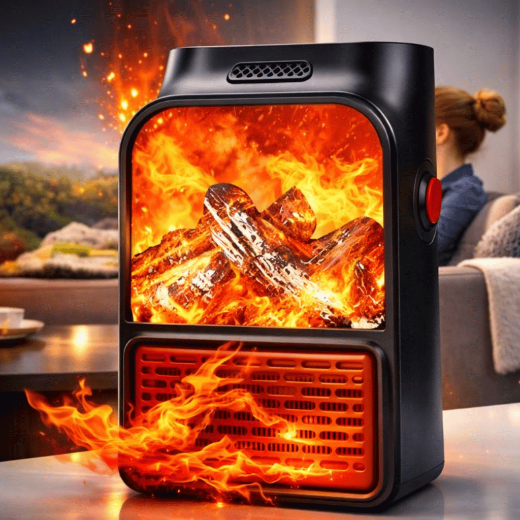 Portable Electric Plug-in Room Heater with Flame Effect & Remote Control ( 1000W )