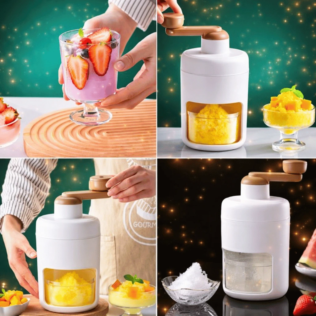 Portable Manual Ice Shaver Machine Hand-Crank Slushie Maker
