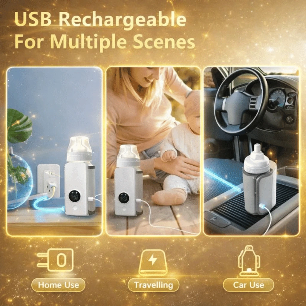 Portable Rechargeable Baby Feeder Warmer | Bottle Warmer – Mini & Travel-Friendly Milk Heater for Babies