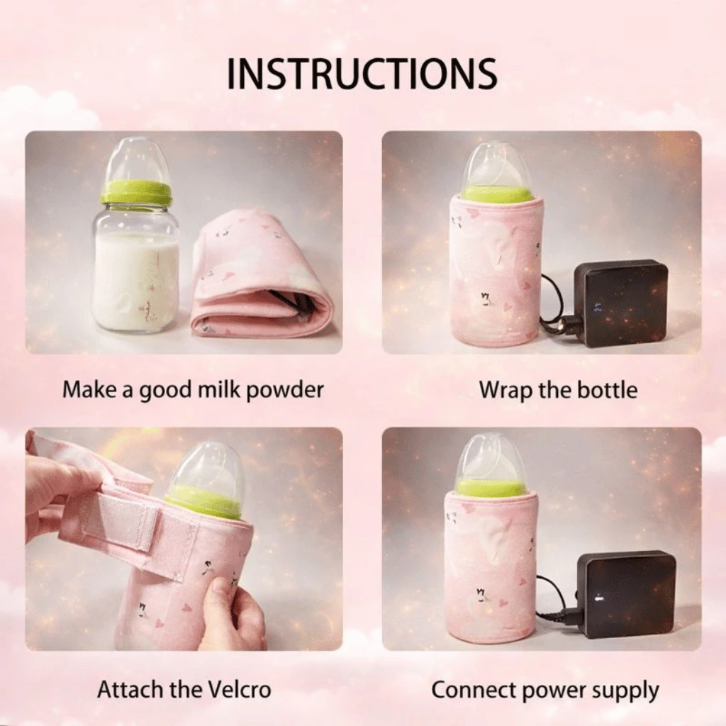 Portable USB Feeder Warmer Pouch | 42°C Constant Heating | Easy‑to‑Carry | Random Design
