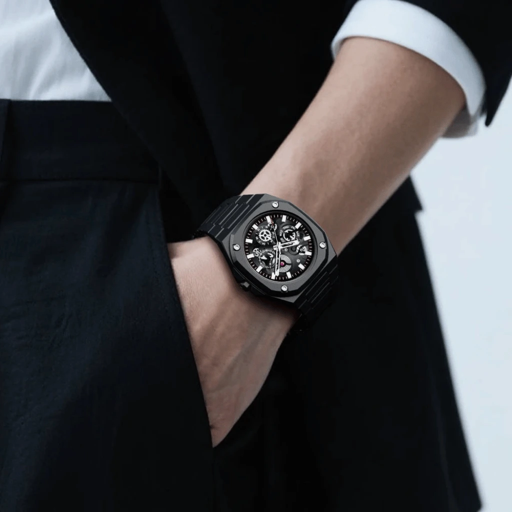 Premium Black Waterproof Men’s Watch – Luxury Multi-Dial Design (With Box)
