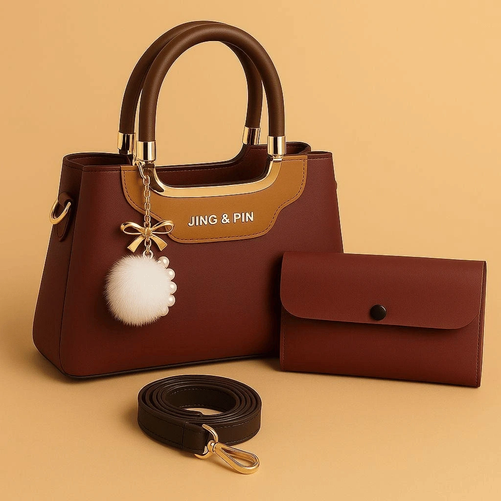 Premium JING & PIN Ladies Handbag With Clutch and Shoulder Strap