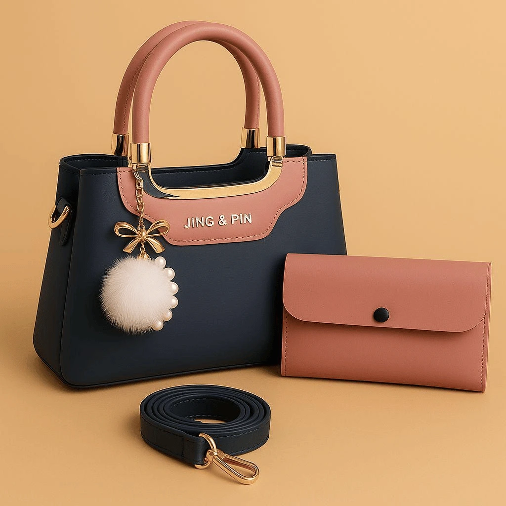 Premium JING & PIN Ladies Handbag With Clutch and Shoulder Strap