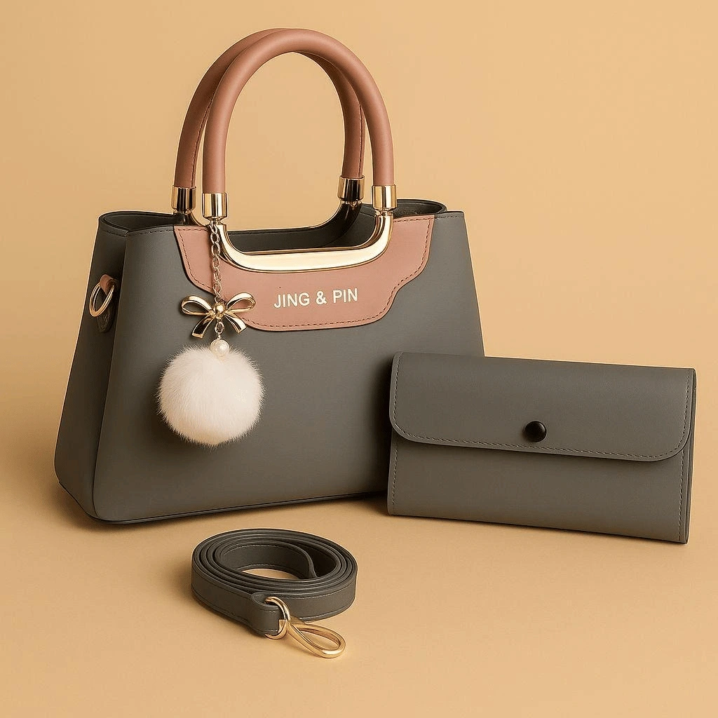 Premium JING & PIN Ladies Handbag With Clutch and Shoulder Strap