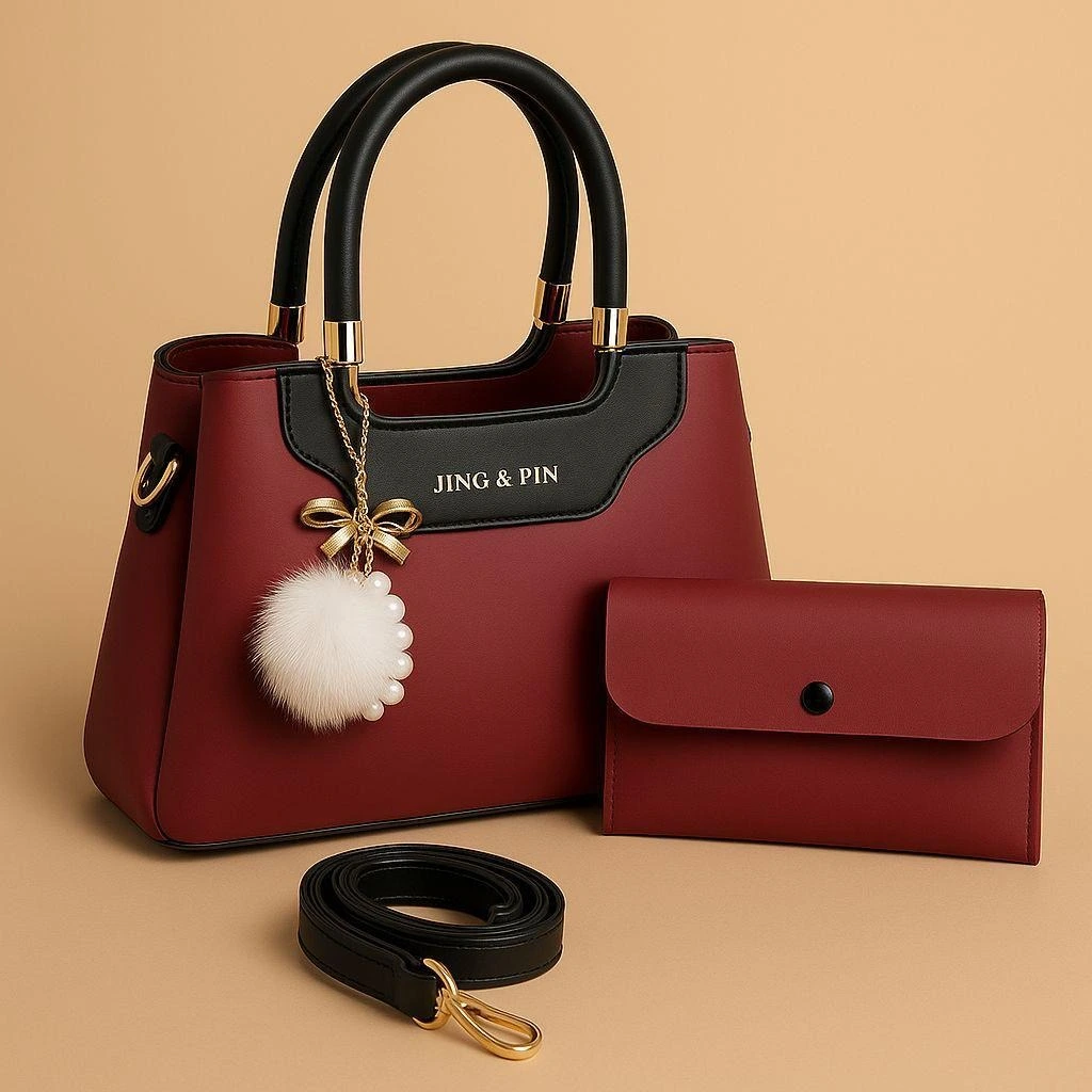 Premium JING & PIN Ladies Handbag With Clutch and Shoulder Strap