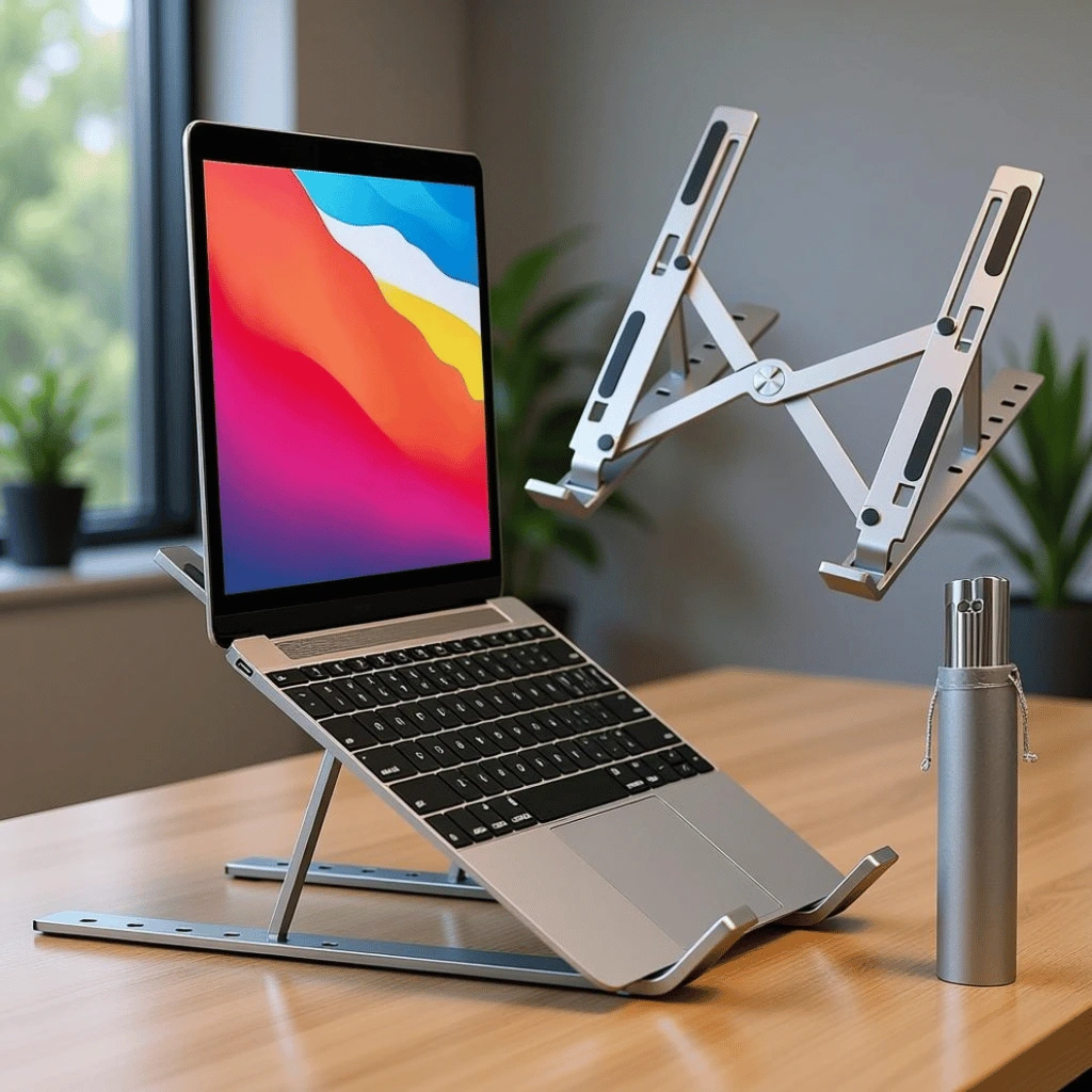 Professional Adjustable Aluminium Laptop Stand 16 Inch Height, Foldable & Portable (6 Angles)
