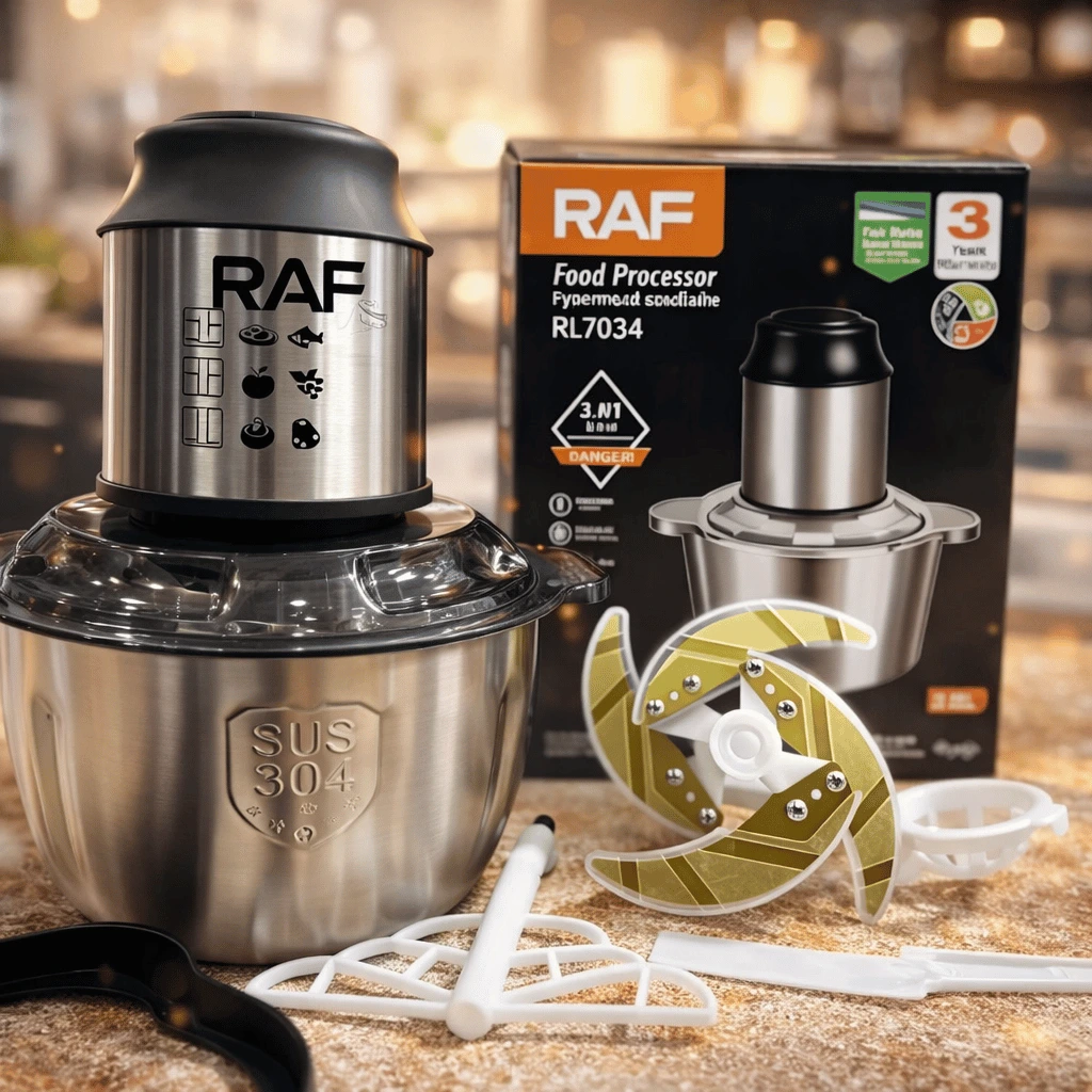 RAF Electric Meat Chopper Stainless Steel Bowl Food Processor 800W 2L