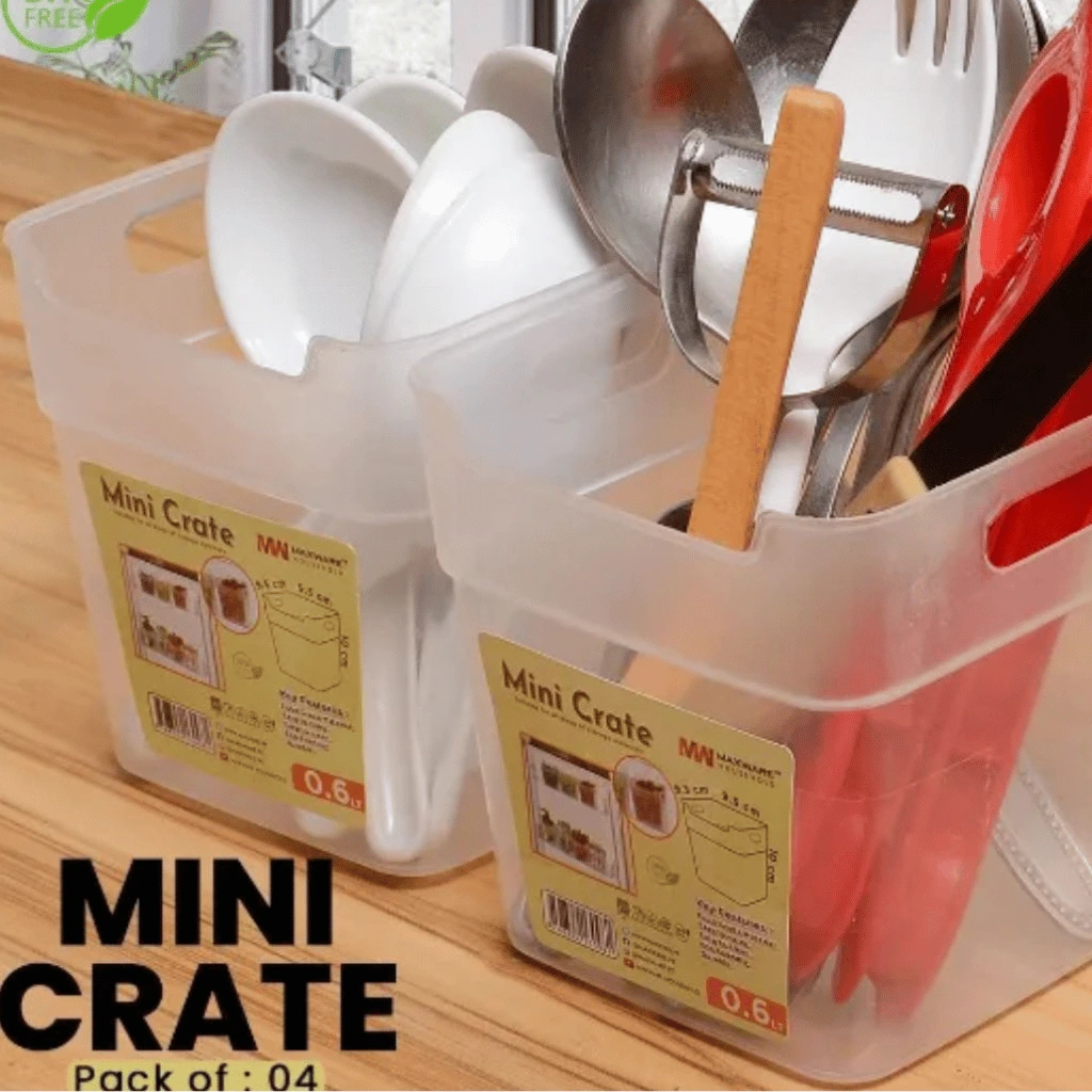 Refrigerator Food Storage Box Set – 4 Pcs Mini Crate Organizers (0.6L Each)
