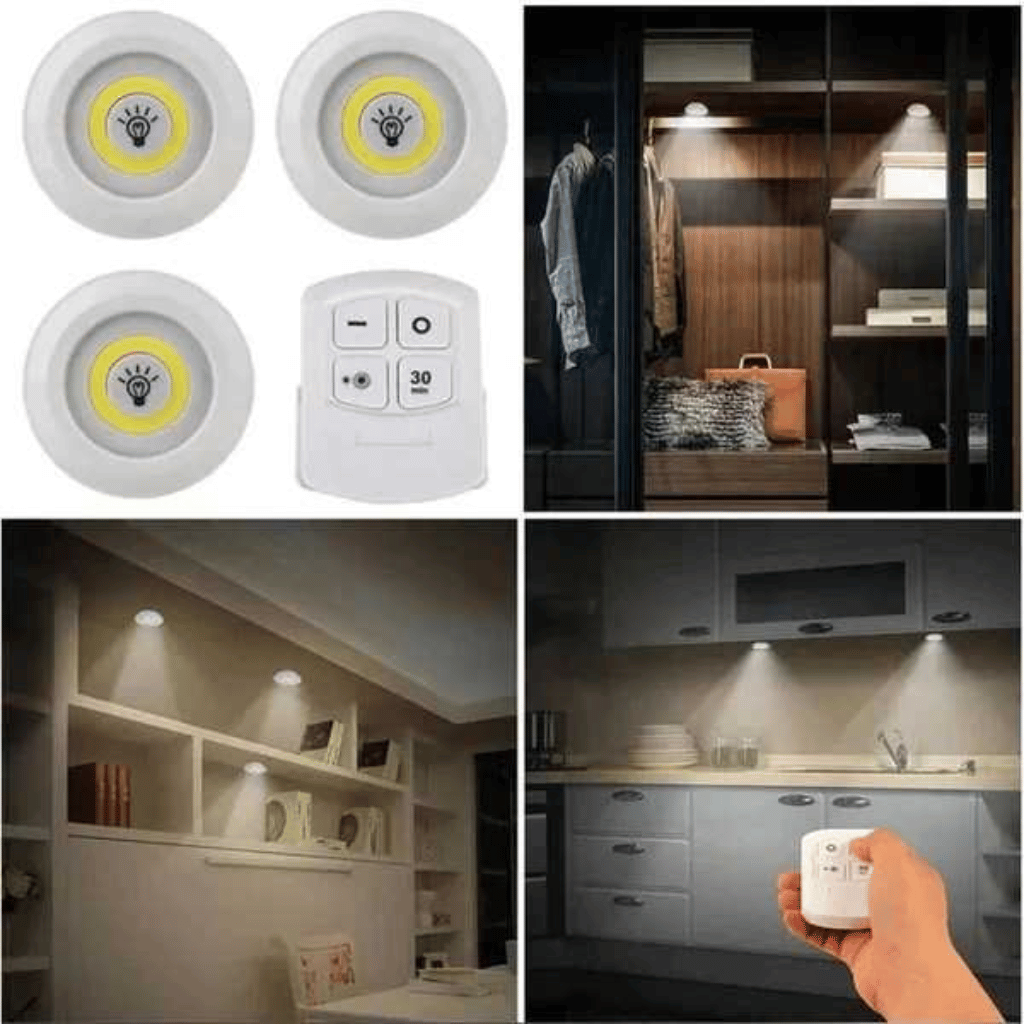 Remote Control LED Puck Lights (3 Pack) – Wireless Tap Light