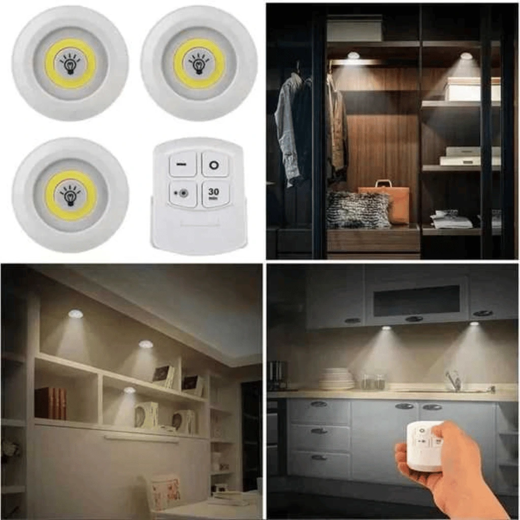 Remote Control LED Puck Lights (3 Pack) β Wireless Tap Light