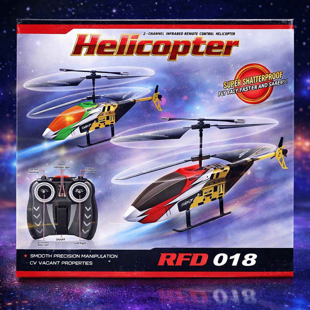 RFD‑018 Remote Control Helicopter 2D Full Flight Rechargeable Li‑Po Battery (Random Colour)