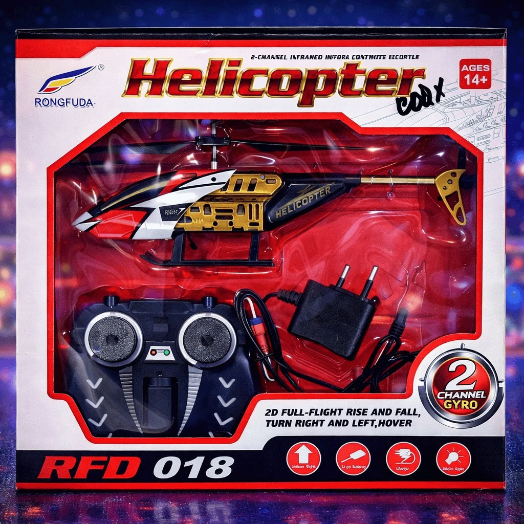 RFD‑018 Remote Control Helicopter 2D Full Flight Rechargeable Li‑Po Battery (Random Colour)