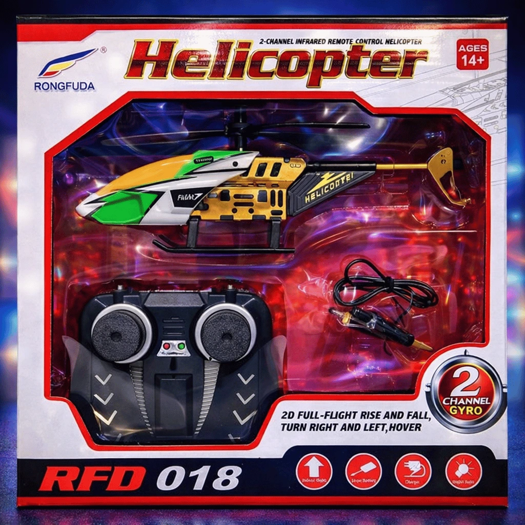 RFD‑018 Remote Control Helicopter 2D Full Flight Rechargeable Li‑Po Battery (Random Colour)