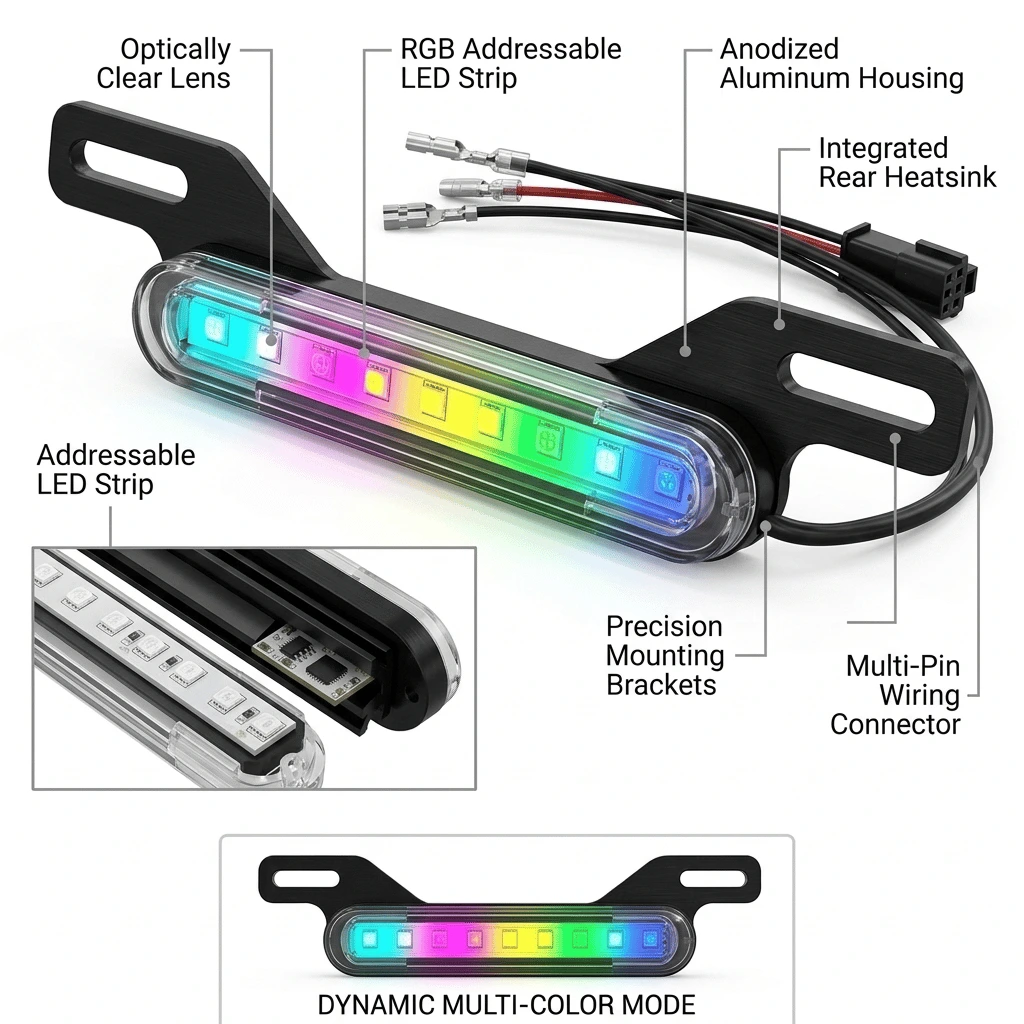 RGB Motorcycle License Plate Light Bar (12V)