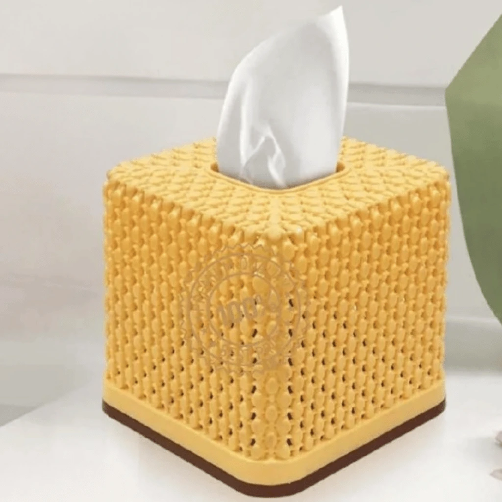Rose Square Tissue Roll Box Plastic Decorative Tissue Holder (Random Color)