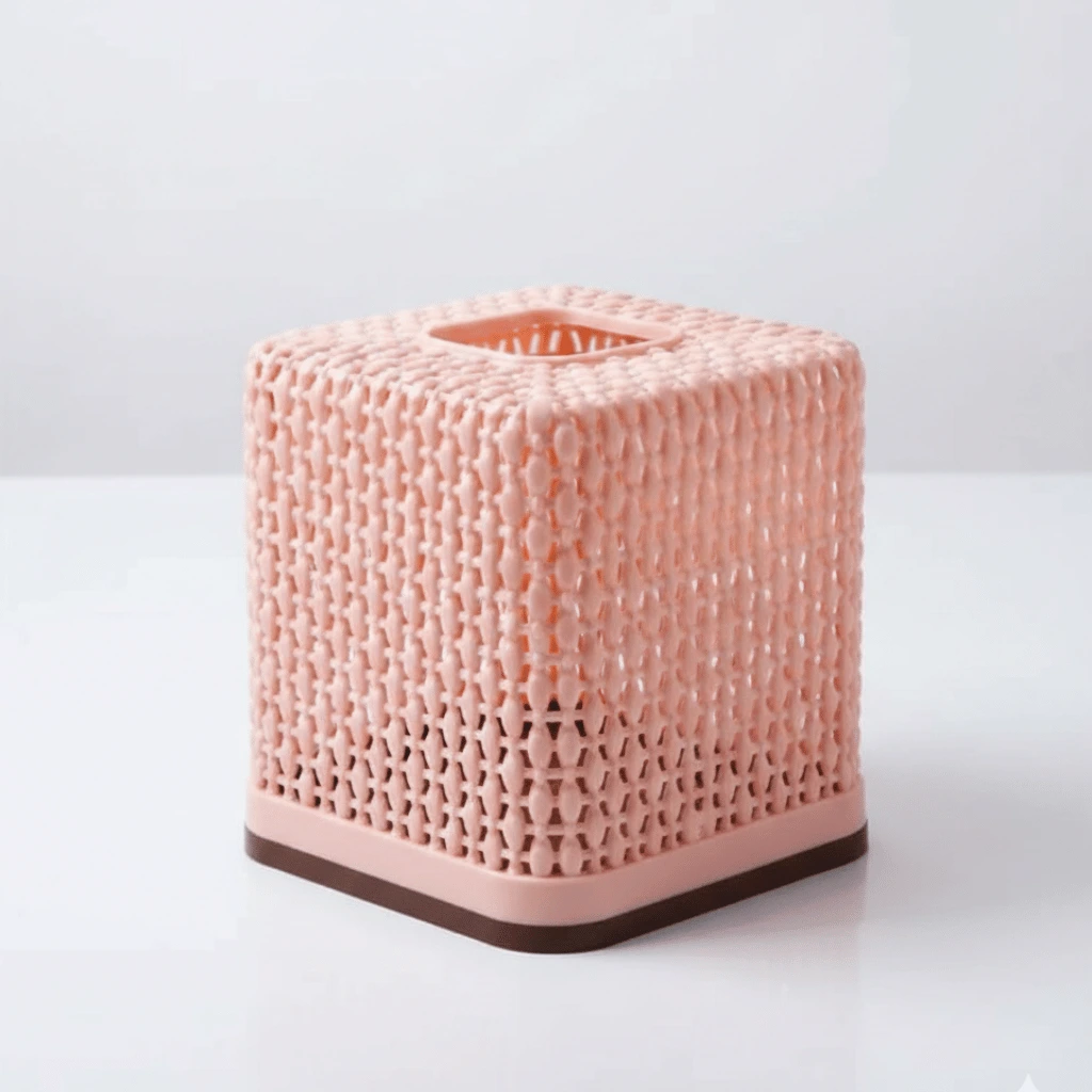 Rose Square Tissue Roll Box Plastic Decorative Tissue Holder (Random Color)