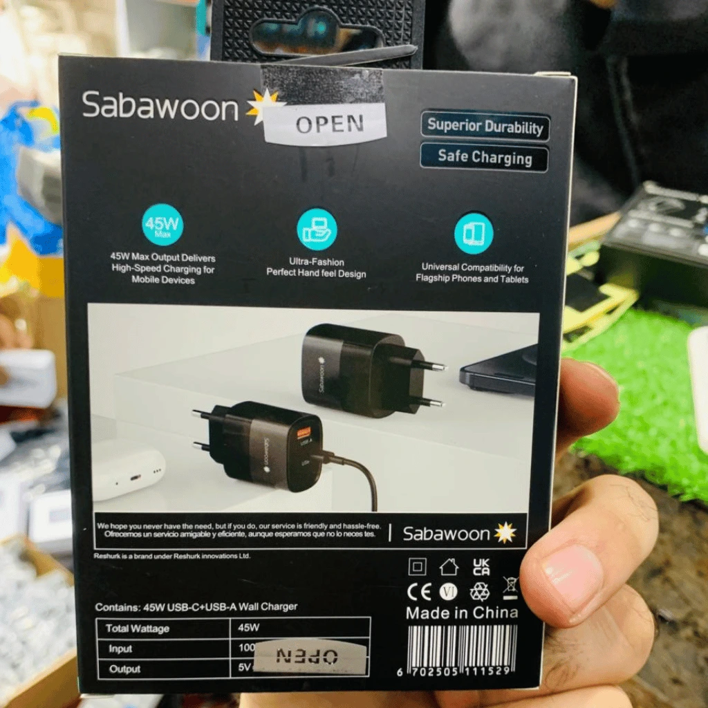 Sabawoon S111 Original Adopter | USB Fast Charging | PD Super Fast Charging | Without Cable