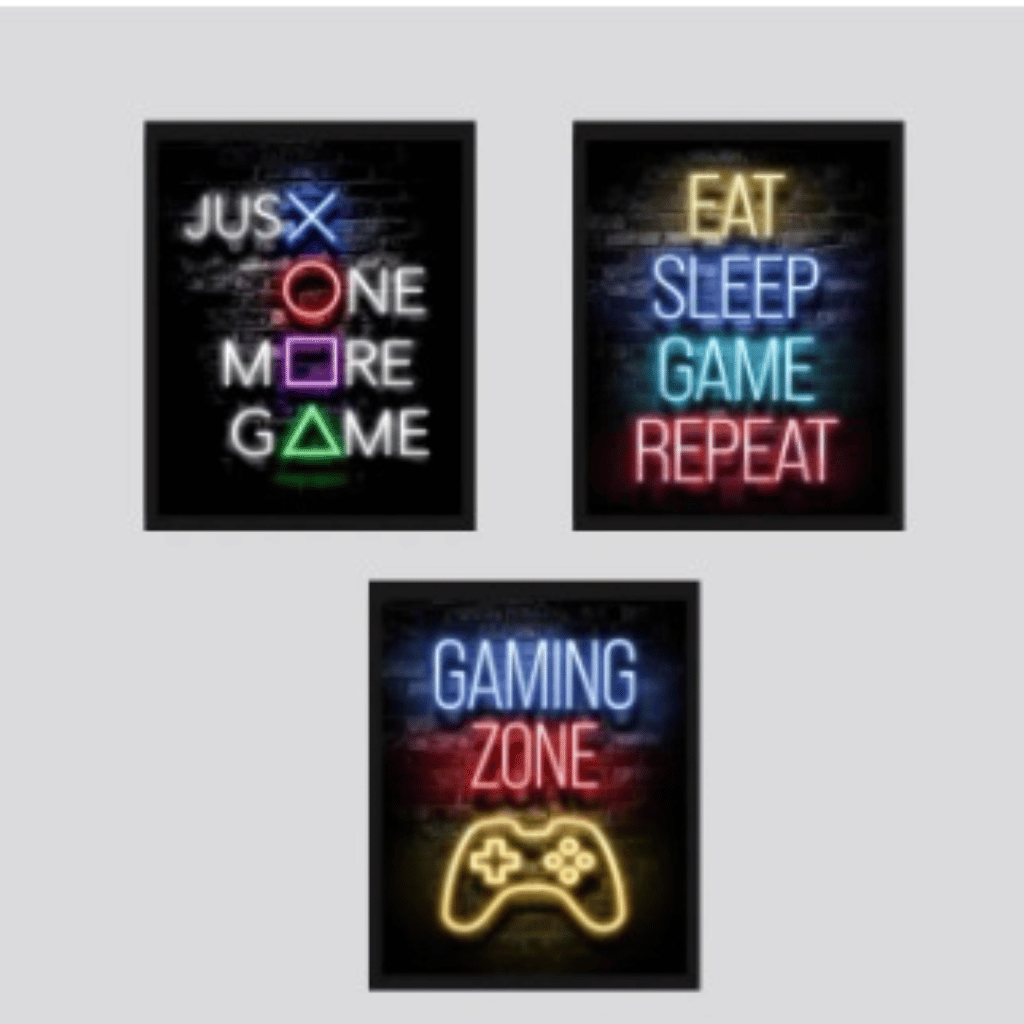 Set of 3 Gaming Wall Frame for Room Decor Sticky Phototiles For Room Wall Decoration