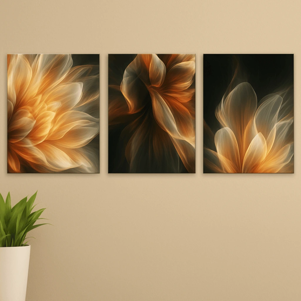 Set Of 3 Sticky Wooden Canvas Frames For Wall Decore