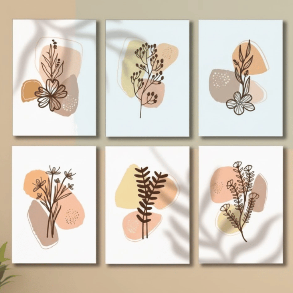 Set of 6 Wall Art Wooden Phototile Frames Spiritual Vibe Elegant Home Interior Wall Decor