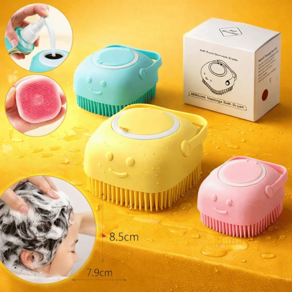 Silicone Bath Body Brush | Exfoliating Scrub with Soap Dispenser | Random Colour