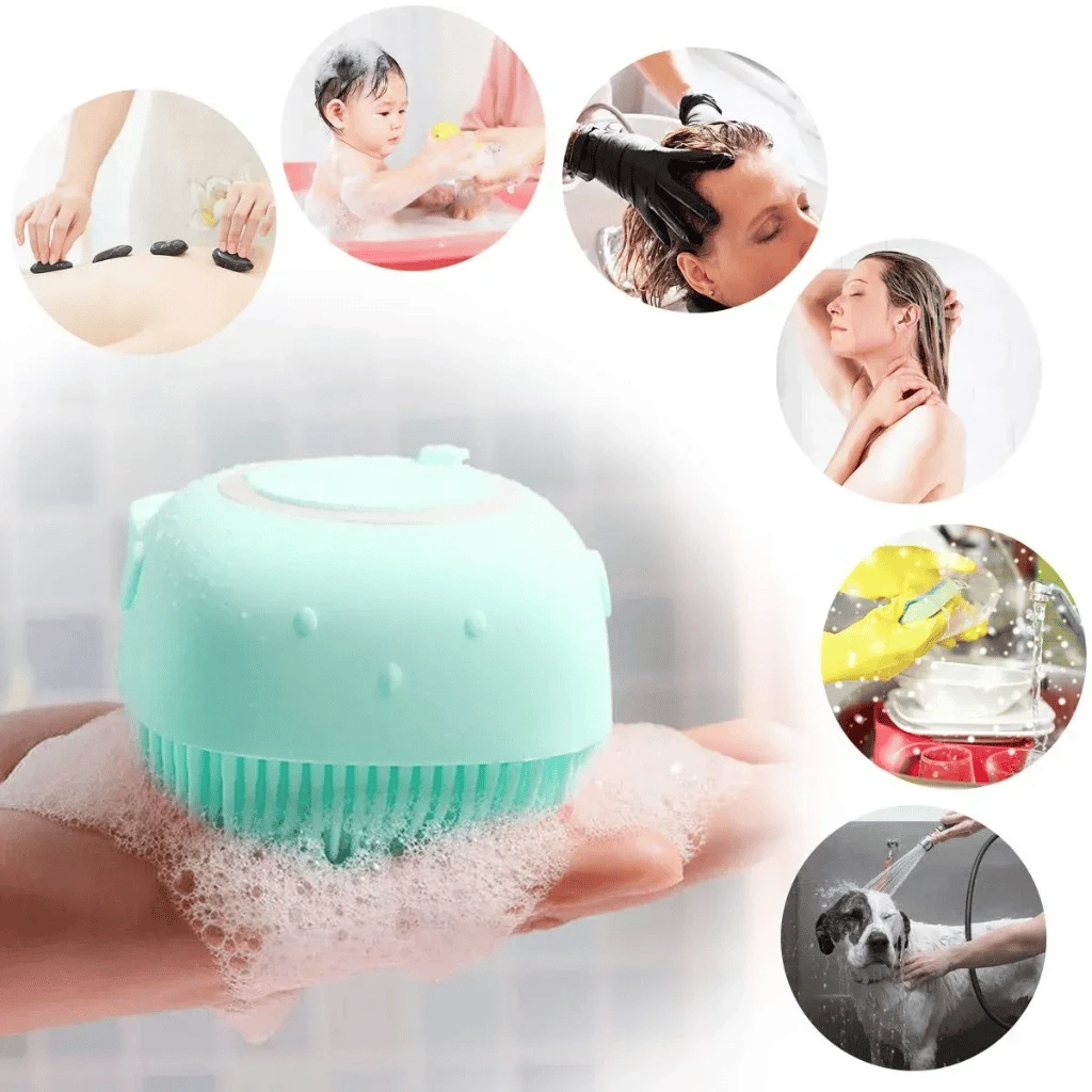 Silicone Bath Body Brush | Exfoliating Scrub with Soap Dispenser | Random Colour