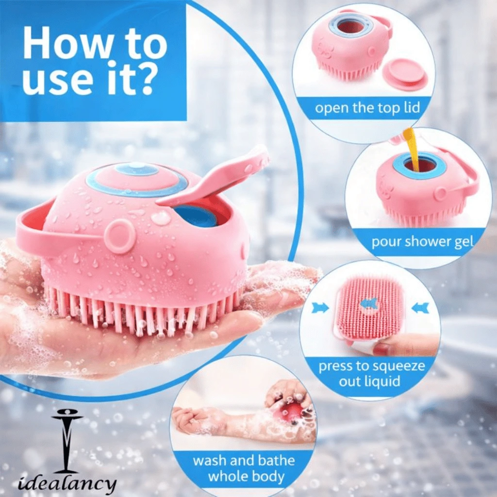 Silicone Bath Body Brush | Exfoliating Scrub with Soap Dispenser | Random Colour