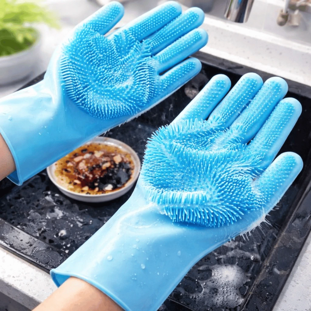 Silicone Dishwashing Gloves Durable Quality Comfortable Grip Reliable Performance Easy Cleaning (Random Color)