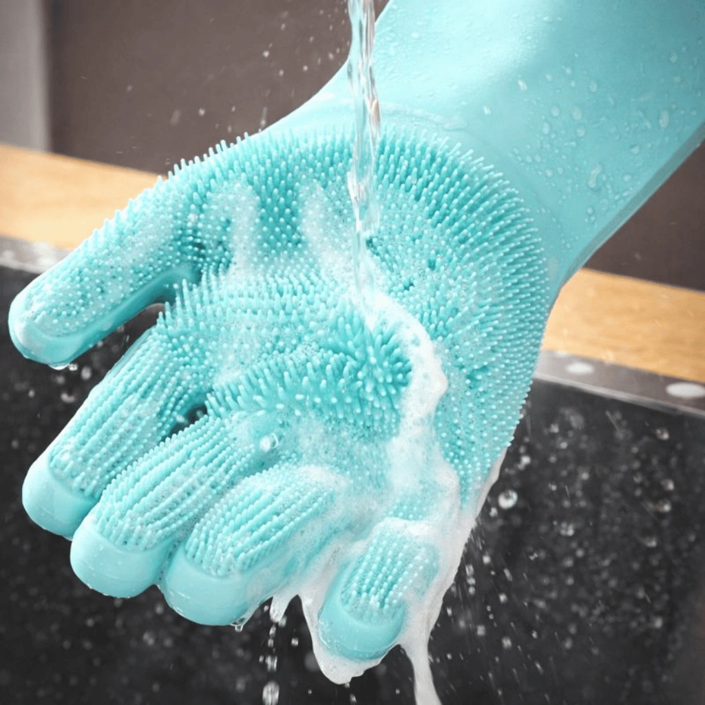 Silicone Dishwashing Gloves Durable Quality Comfortable Grip Reliable Performance Easy Cleaning (Random Color)