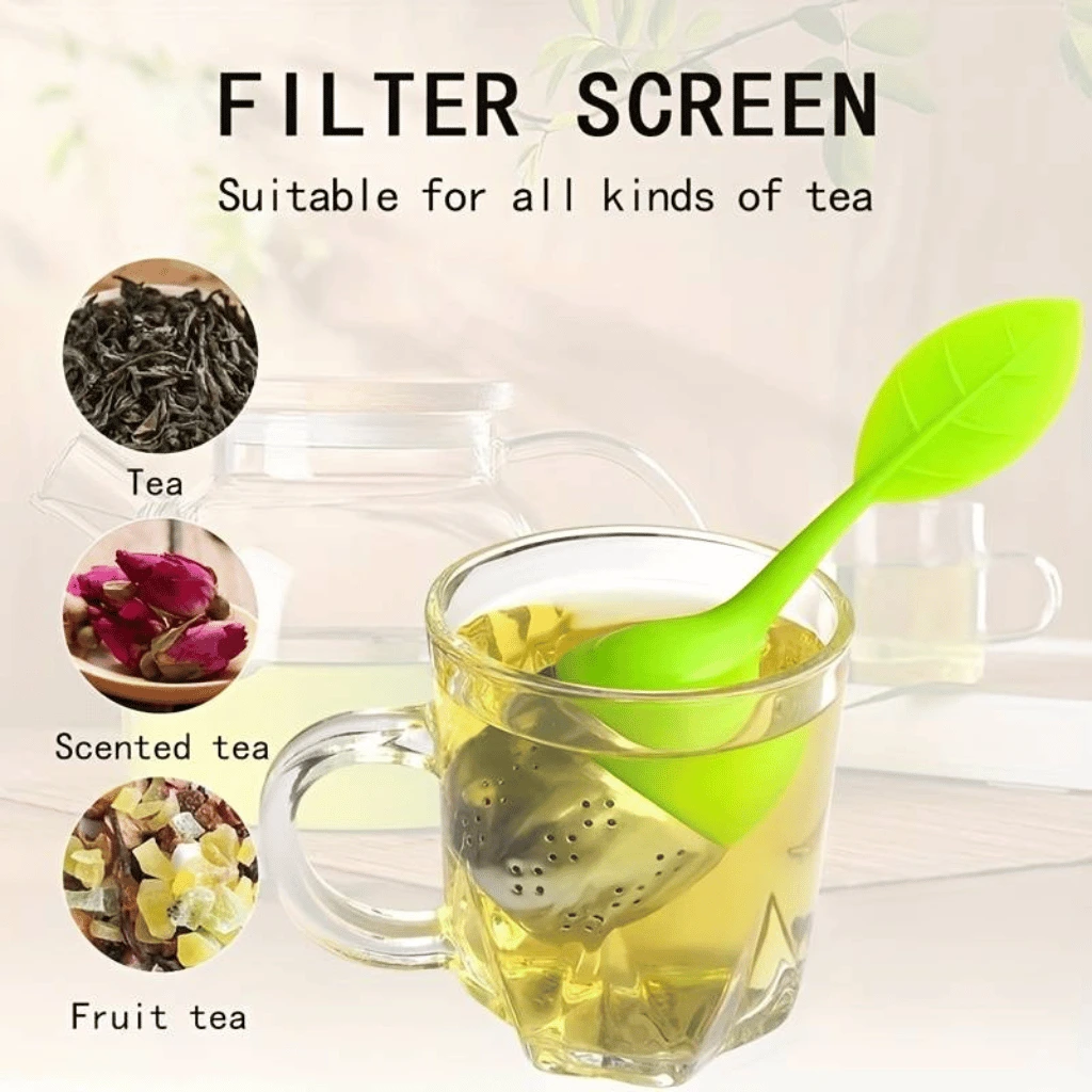 Silicone Tea Infuser - Stainless Steel Strainer Drip Tray Included (Random Color)