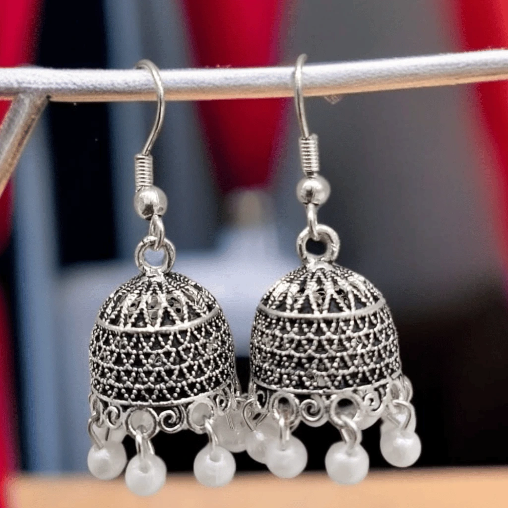 Silver Indian Jhumka Earrings