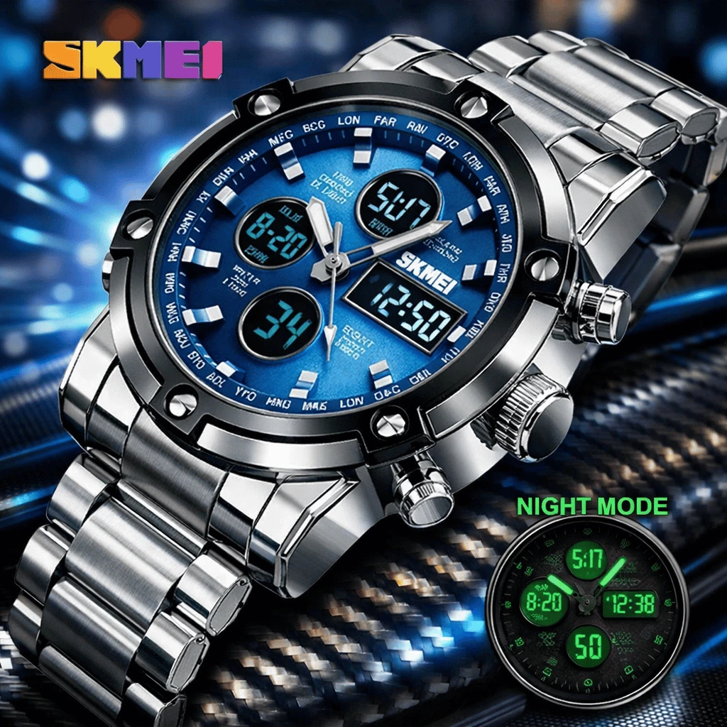 Skemie 1389 Men’s Digital Analog Watch Stainless Steel Waterproof