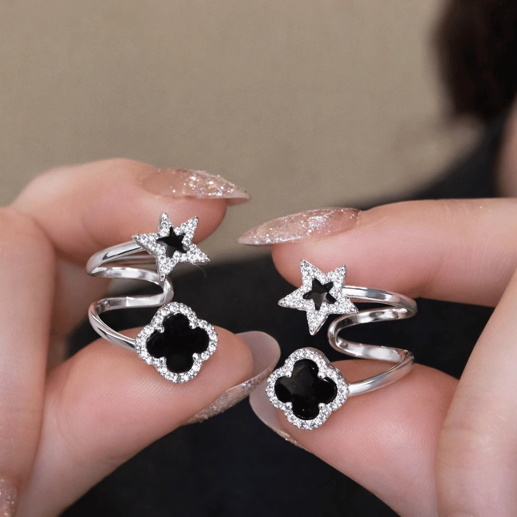 Sparkling Clover Star Earrings Gold Plated Fashion Jewelry