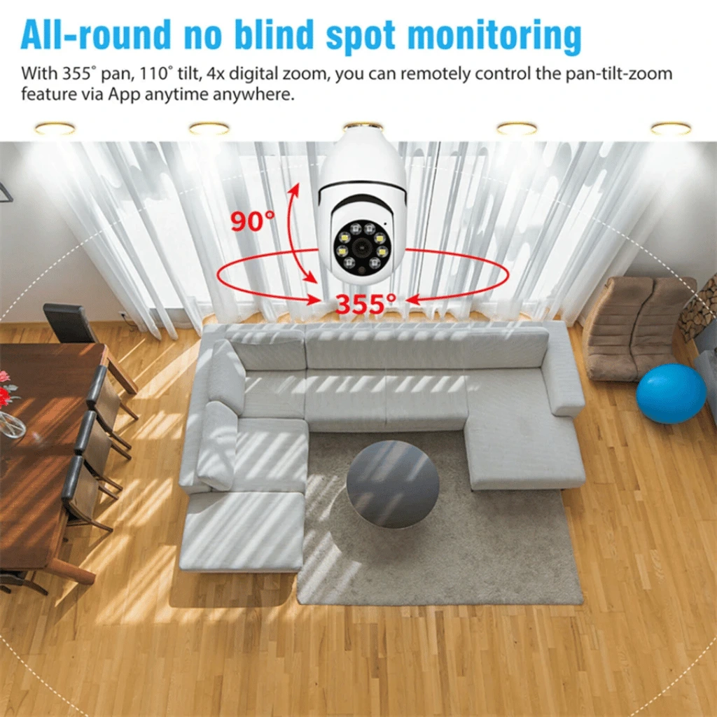 Speed-X Bulb Camera 1080p Wifi 360 Degree Panoramic Night Vision