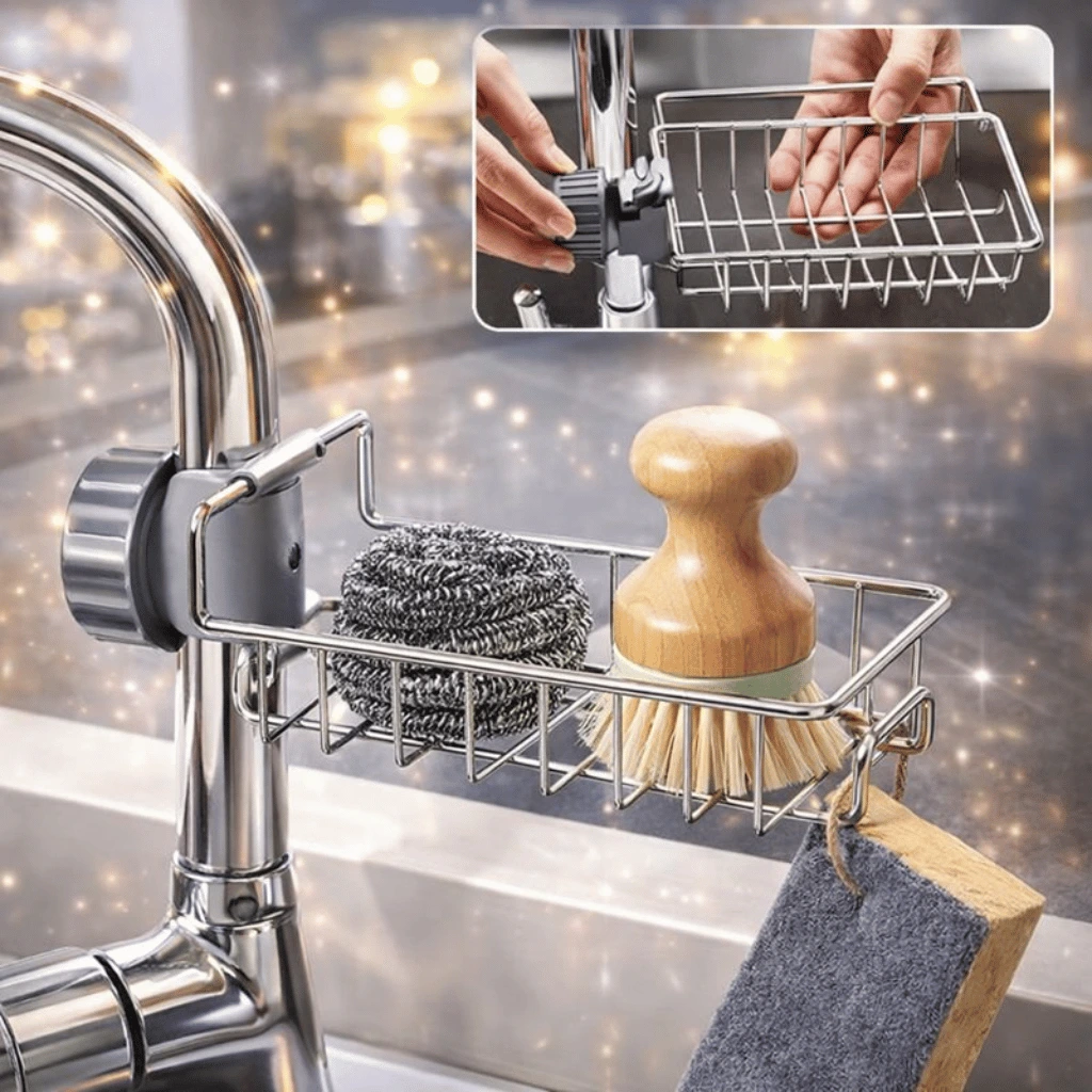 Stainless Steel Adjusting Multifunctional Kitchen Faucet Sponge Holder