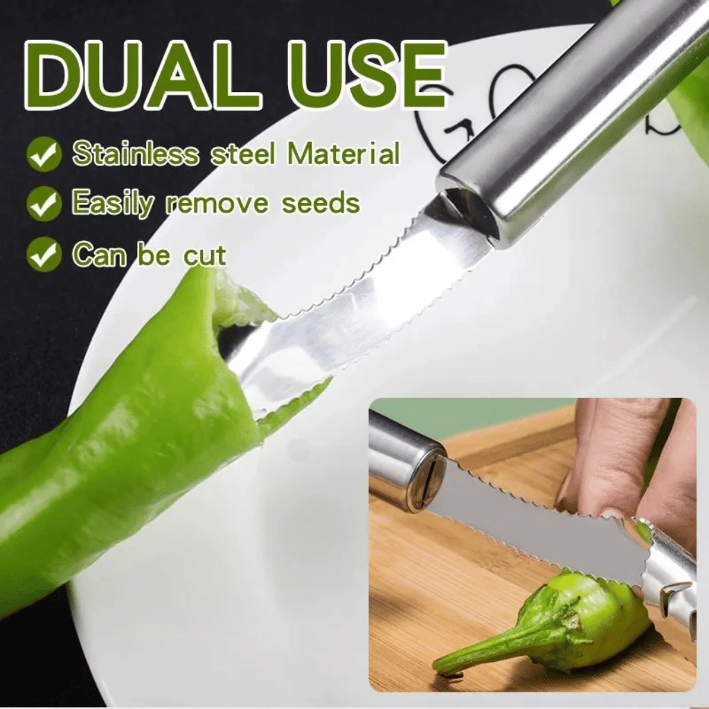 Stainless Steel Pepper Corer & Vegetable Slicer
