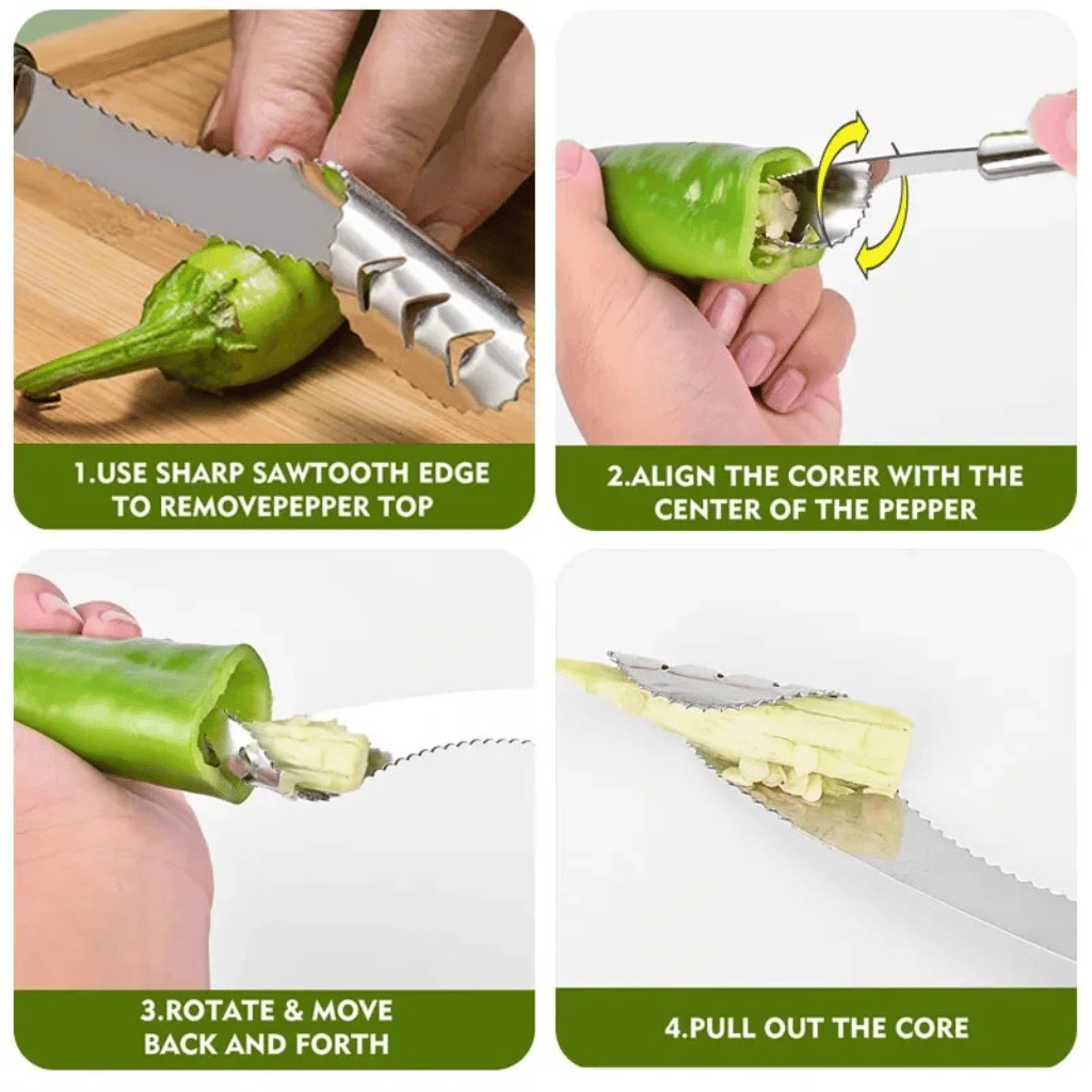Stainless Steel Pepper Corer & Vegetable Slicer