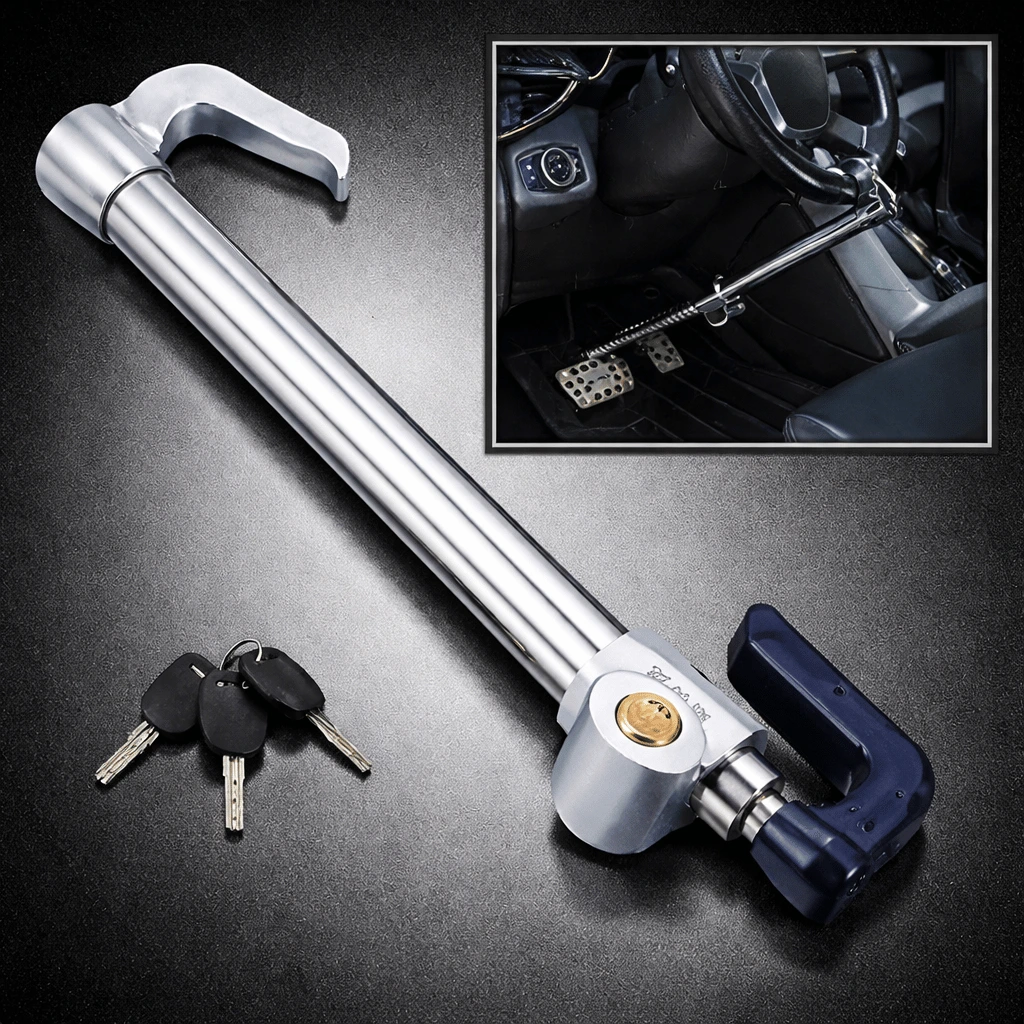 Steering to Pedal Lock Anti Theft Double Hook Steel Lock for all Cars