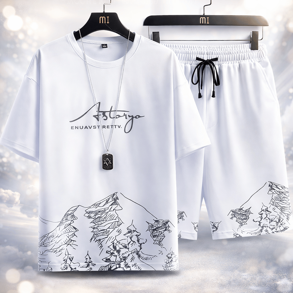 Summer White Astarya Tracksuit ( Tshirt + short) Fabric Polister