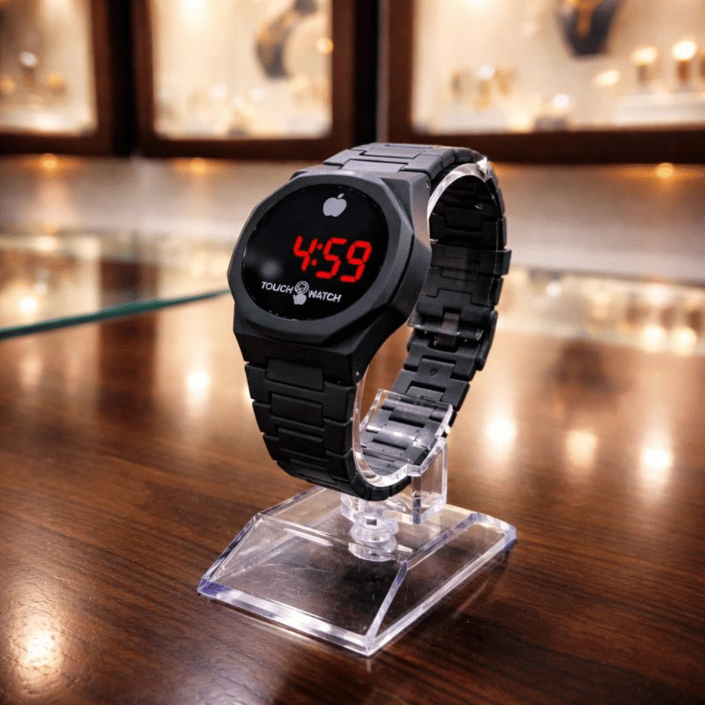 Touch LED Digital Wrist Watch Stylish Time Display Fashion Accessory (Black)