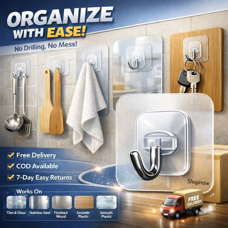 Transparent Self-Adhesive Wall Hooks