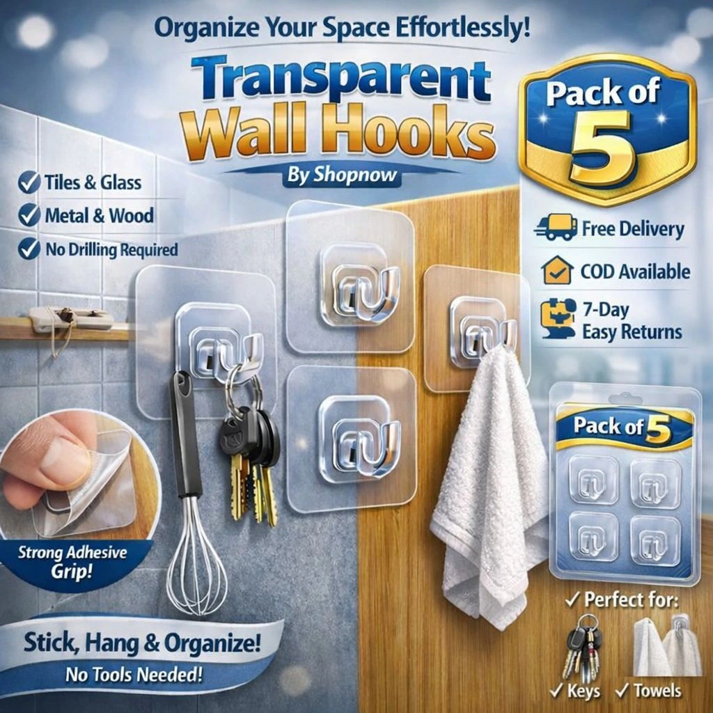 Transparent Self-Adhesive Wall Hooks