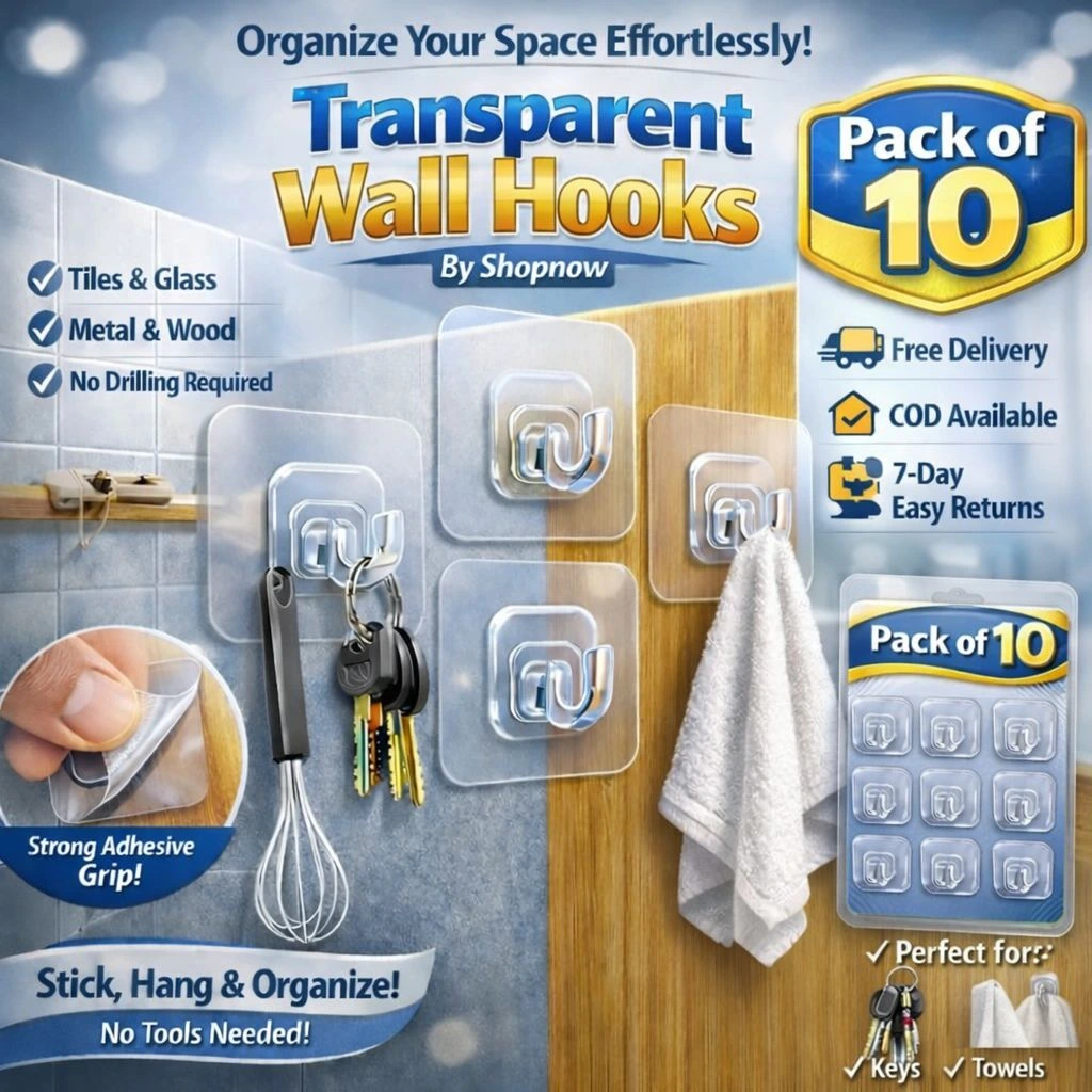 Transparent Self-Adhesive Wall Hooks